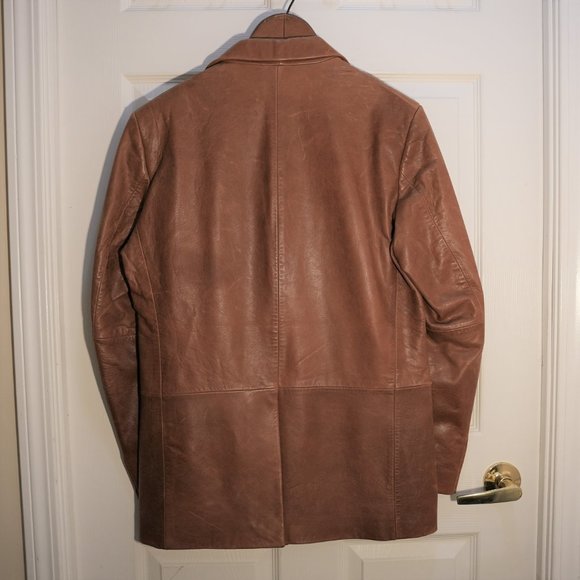 Banana Republic Men's Single Breasted Genuine Leather Jacket in Brown Size 38R - Picture 3 of 4